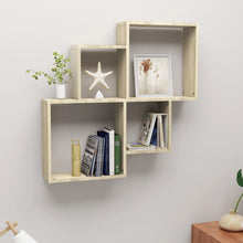 Load image into Gallery viewer, Mensola a Muro 4 Cubi Rovere Sonoma 80x15x78,5cm Legno Multistrato