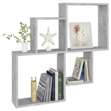 Laden Sie das Bild in den Galerie-Viewer, Mensola a Muro 4 Cubi Grigio Cemento 80x15x78,5cm Legno Multistrato
