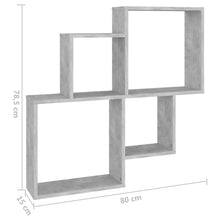Laden Sie das Bild in den Galerie-Viewer, Mensola a Muro 4 Cubi Grigio Cemento 80x15x78,5cm Legno Multistrato
