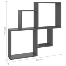 Laden Sie das Bild in den Galerie-Viewer, Mensola a Muro 4 Cubi Grigio Lucido 80x15x78,5cm Legno Multistrato