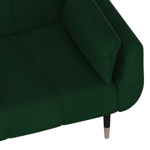Divano Trasformabile in Letto con 2 Cuscini Verde Scuro in Velluto