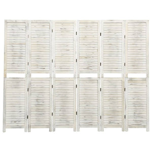 Separè 6 Pannelli Bianco Antico 215x166 cm in Legno Massello