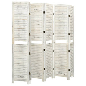 Separè 6 Pannelli Bianco Antico 215x166 cm in Legno Massello