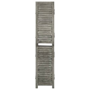 Separè 6 Pannelli Grigio 214x166 cm in Legno Massello
