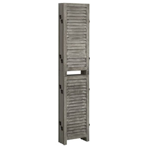 Separè 6 Pannelli Grigio 214x166 cm in Legno Massello