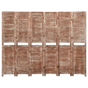 Separè 6 Pannelli Marrone 210x165cm in Legno Massello