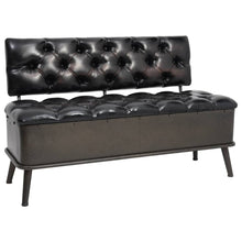 Carica l&#39;immagine nel visualizzatore di Gallery, Panca Pouf con Schienale e Vano contenitore 110 cm Nera in Similpelle