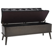 Carica l&#39;immagine nel visualizzatore di Gallery, Panca Pouf con Schienale e Vano contenitore 110 cm Nera in Similpelle