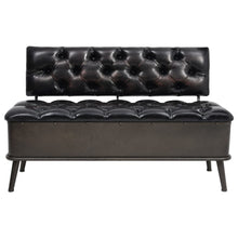 Carica l&#39;immagine nel visualizzatore di Gallery, Panca Pouf con Schienale e Vano contenitore 110 cm Nera in Similpelle