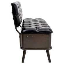 Carica l&#39;immagine nel visualizzatore di Gallery, Panca Pouf con Schienale e Vano contenitore 110 cm Nera in Similpelle
