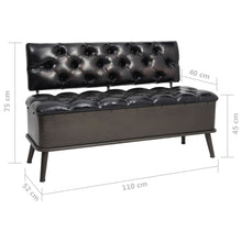 Carica l&#39;immagine nel visualizzatore di Gallery, Panca Pouf con Schienale e Vano contenitore 110 cm Nera in Similpelle
