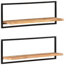 Load image into Gallery viewer, Mensole Parete 2pz 100x24x35 cm Legno Massello Acacia e Acciaio