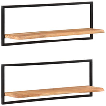Load image into Gallery viewer, Mensole Parete 2pz 100x24x35 cm Legno Massello Acacia e Acciaio