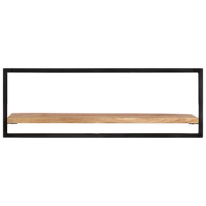 Mensole Parete 2pz 100x24x35 cm Legno Massello Acacia e Acciaio
