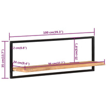 Load image into Gallery viewer, Mensole Parete 2pz 100x24x35 cm Legno Massello Acacia e Acciaio
