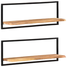 Load image into Gallery viewer, Mensole Parete 2pz 100x24x35 cm Legno Massello Acacia e Acciaio