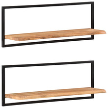 Load image into Gallery viewer, Mensole Parete 2pz 100x24x35 cm Legno Massello Acacia e Acciaio