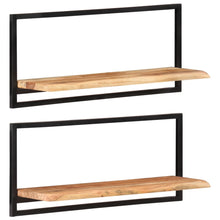 Load image into Gallery viewer, Mensole Parete 2pz 80x25x35 cm Legno Massello Acacia e Acciaio