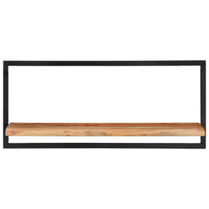 Mensole Parete 2pz 80x25x35 cm Legno Massello Acacia e Acciaio