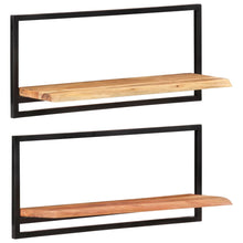 Load image into Gallery viewer, Mensole Parete 2pz 80x25x35 cm Legno Massello Acacia e Acciaio