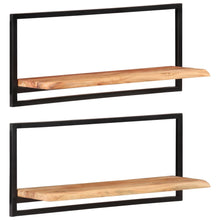 Load image into Gallery viewer, Mensole Parete 2pz 80x25x35 cm Legno Massello Acacia e Acciaio