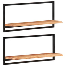 Load image into Gallery viewer, Mensole Parete 2pz 80x25x35 cm Legno Massello Acacia e Acciaio