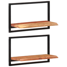 Load image into Gallery viewer, Mensole Parete 2pz 60x25x35 cm Legno Massello Acacia e Acciaio