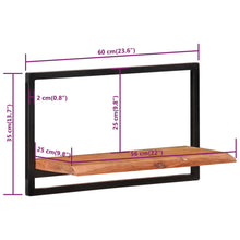 Load image into Gallery viewer, Mensole Parete 2pz 60x25x35 cm Legno Massello Acacia e Acciaio