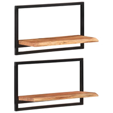 Load image into Gallery viewer, Mensole Parete 2pz 60x25x35 cm Legno Massello Acacia e Acciaio