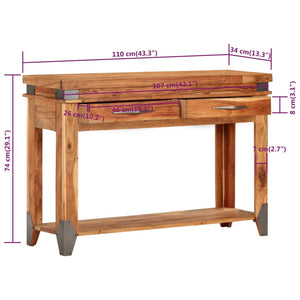 Tavolo Consolle 110x34x74 cm in Legno Massello di Acacia