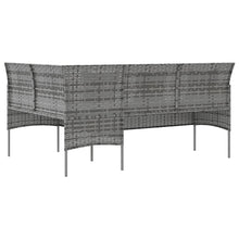 Indlæs billede til gallerivisning Divano da Giardino a Forma di L con Cuscini Grigi in Polyrattan Grigio