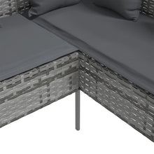 Indlæs billede til gallerivisning Divano da Giardino a Forma di L con Cuscini Grigi in Polyrattan Grigio