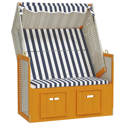 Strandkorb in Massello Miele Cuscini  Blu - Bianco