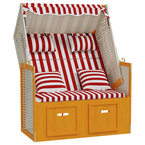 Strandkorb in Massello Miele Cuscini Rosso - Bianco