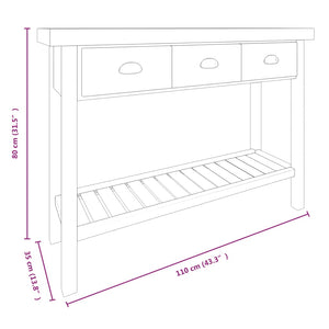 Mobiletto Consolle 110x35x80 cm in Legno Massello di Abete