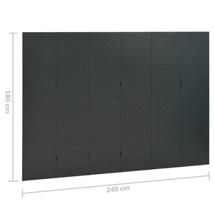 Separè 6 Pannelli 2 pz Antracite 240x180 cm in Acciaio