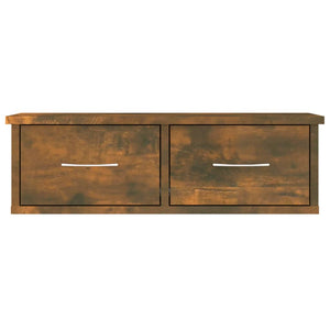 Mobiletto a Parete 2 Cassetti Rovere Fumo 60x26x18,5cm Legno Ingegnerizzato
