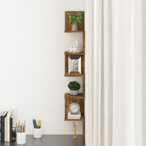 Mensola a Muro a Serpentina Rovere Fumo 20x20x127,5cm Legno Multistrato