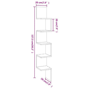 Mensola a Muro a Serpentina Rovere Fumo 20x20x127,5cm Legno Multistrato