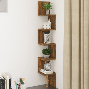 Mensola a Muro a Serpentina Rovere Fumo 20x20x127,5cm Legno Multistrato