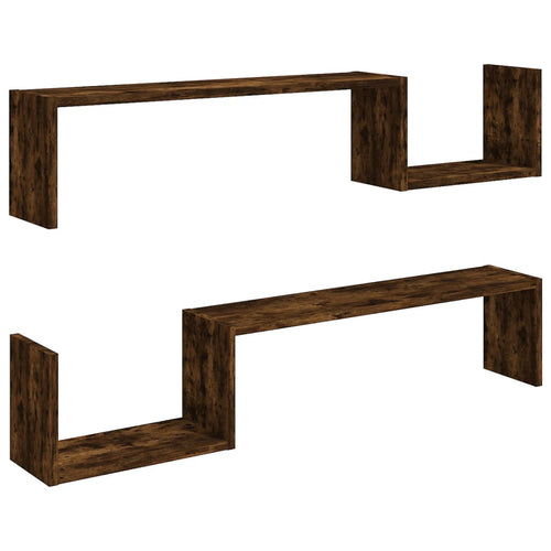 Mensole 2 pz Rovere Fumo 100x15x20 cm in Legno Multistrato