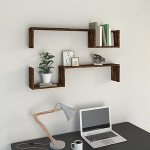 Mensole 2 pz Rovere Fumo 100x15x20 cm in Legno Multistrato