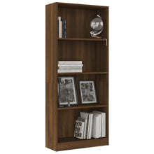 Indlæs billede til gallerivisning Libreria 4 Ripiani Rovere Marrone 60x24x142cm Legno Multistrato