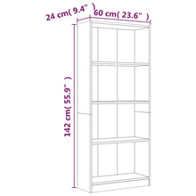 Indlæs billede til gallerivisning Libreria 4 Ripiani Rovere Marrone 60x24x142cm Legno Multistrato