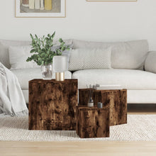 Laden Sie das Bild in den Galerie-Viewer, Set 3 Tavolini Rovere Fumo in Legno Multistrato