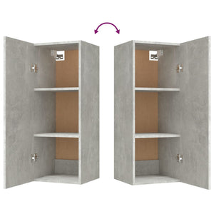 Armadietto a Muro Grigio Cemento 34,5x34x90cm Legno Multistrato