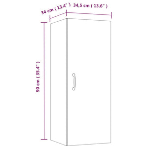 Armadietto a Muro Grigio Cemento 34,5x34x90cm Legno Multistrato