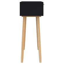 Laden Sie das Bild in den Galerie-Viewer, Tavolo Consolle Nero 80x30x75cm Massello Pino e Rattan Naturale