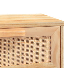 Laden Sie das Bild in den Galerie-Viewer, Mobiletto Consolle Marrone 80x30x75 in Massello di Pino e Rattan Naturale