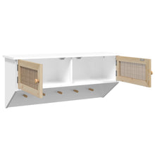 Carica l&#39;immagine nel visualizzatore di Gallery, Appendiabiti a Muro 2 Antine Bianco in Legno Multistrato e Rattan Naturale